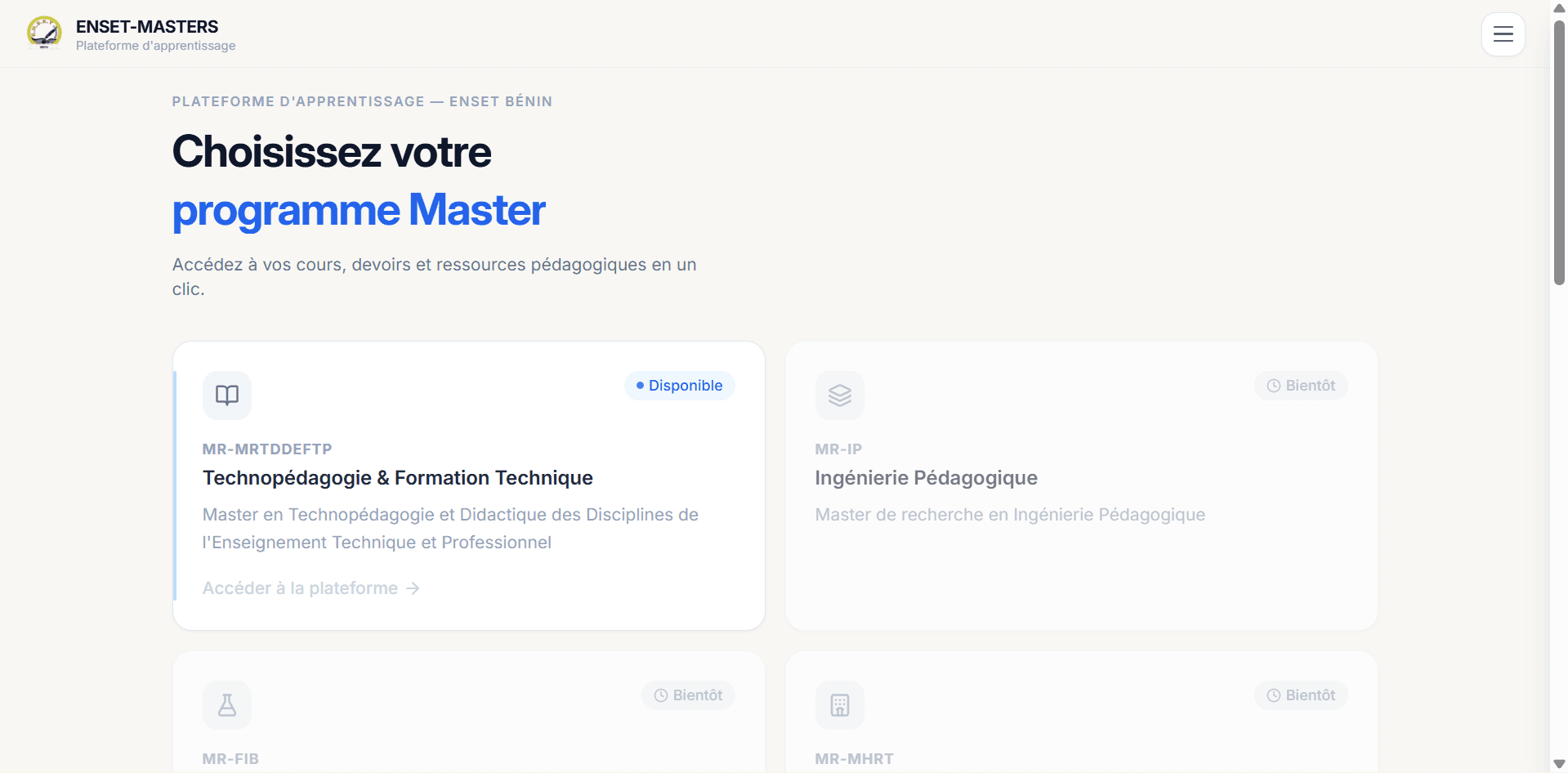 ENSET-MASTERS - React web development project showcasing full-stack expertise